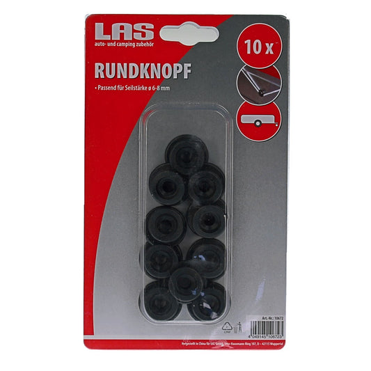 LAS Rundknopf, 10 Stück, Passend für Seilstärken von 6-8 mm