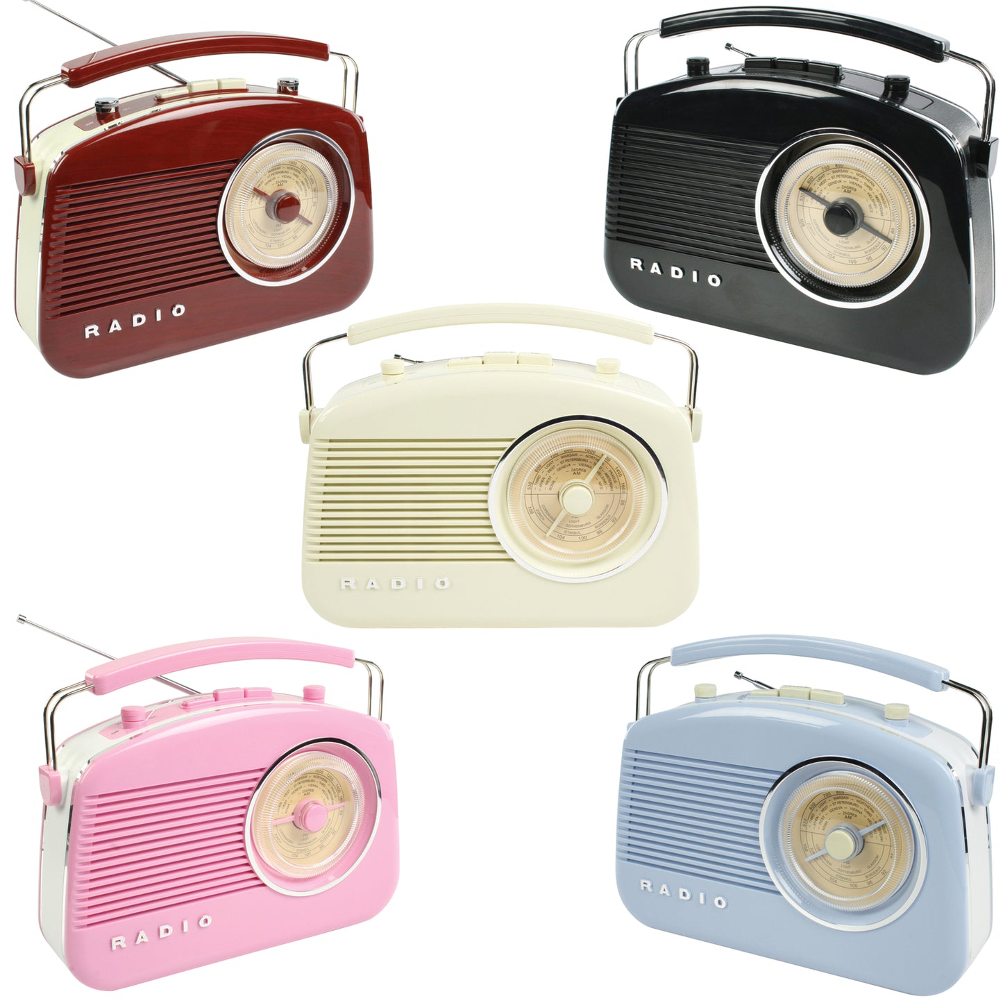 Retro-Design AM/FM-Radio in verschiedenen Farben