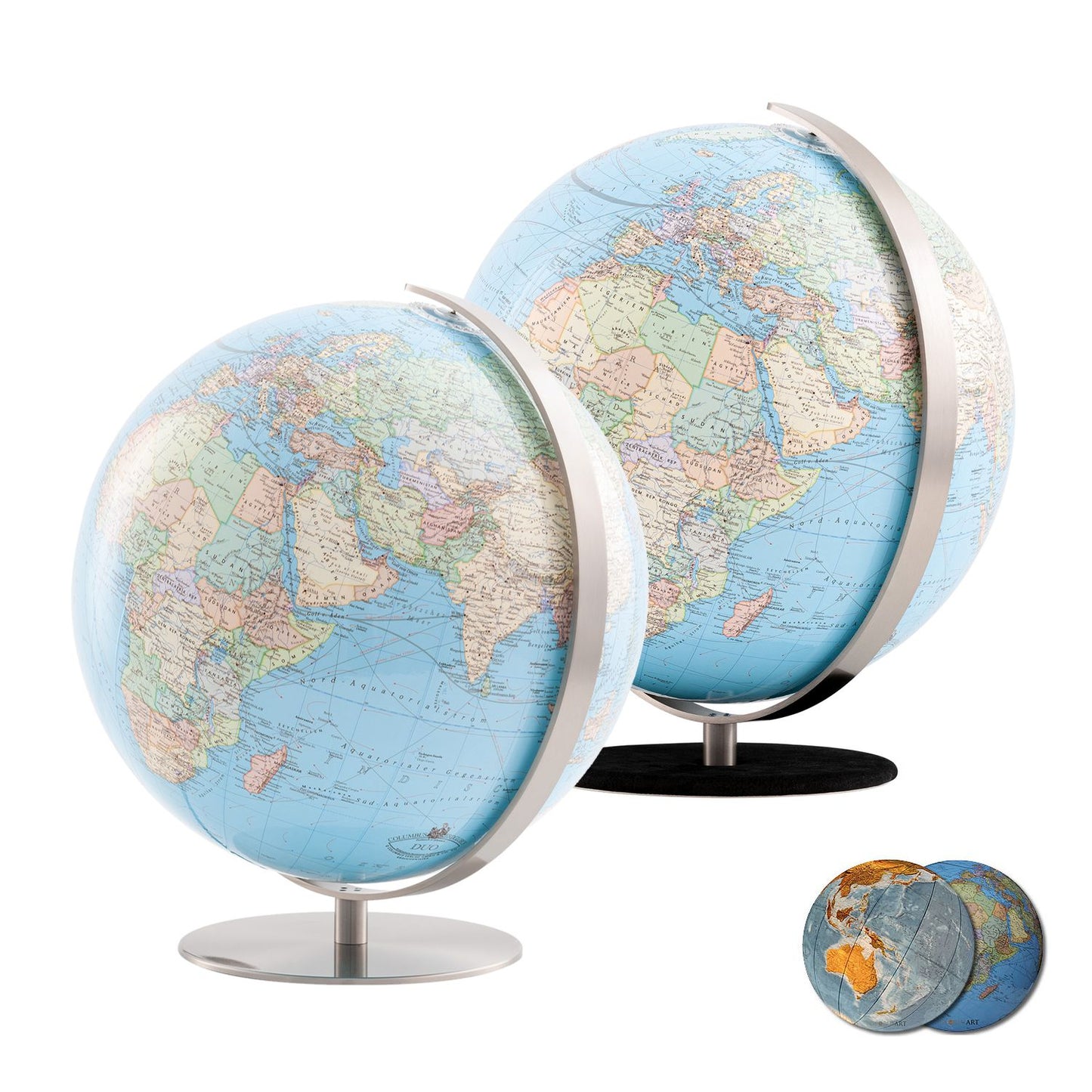 Globe de table Columbus DUO globe illuminé 30 cm verre acrylique, image de carte anglaise