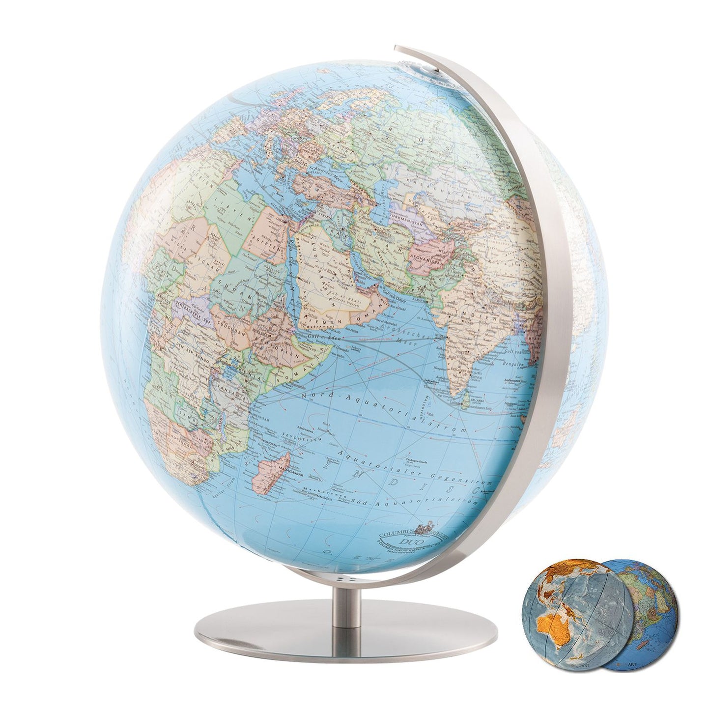 Globe de table Columbus DUO globe illuminé 30 cm verre acrylique, image de carte anglaise