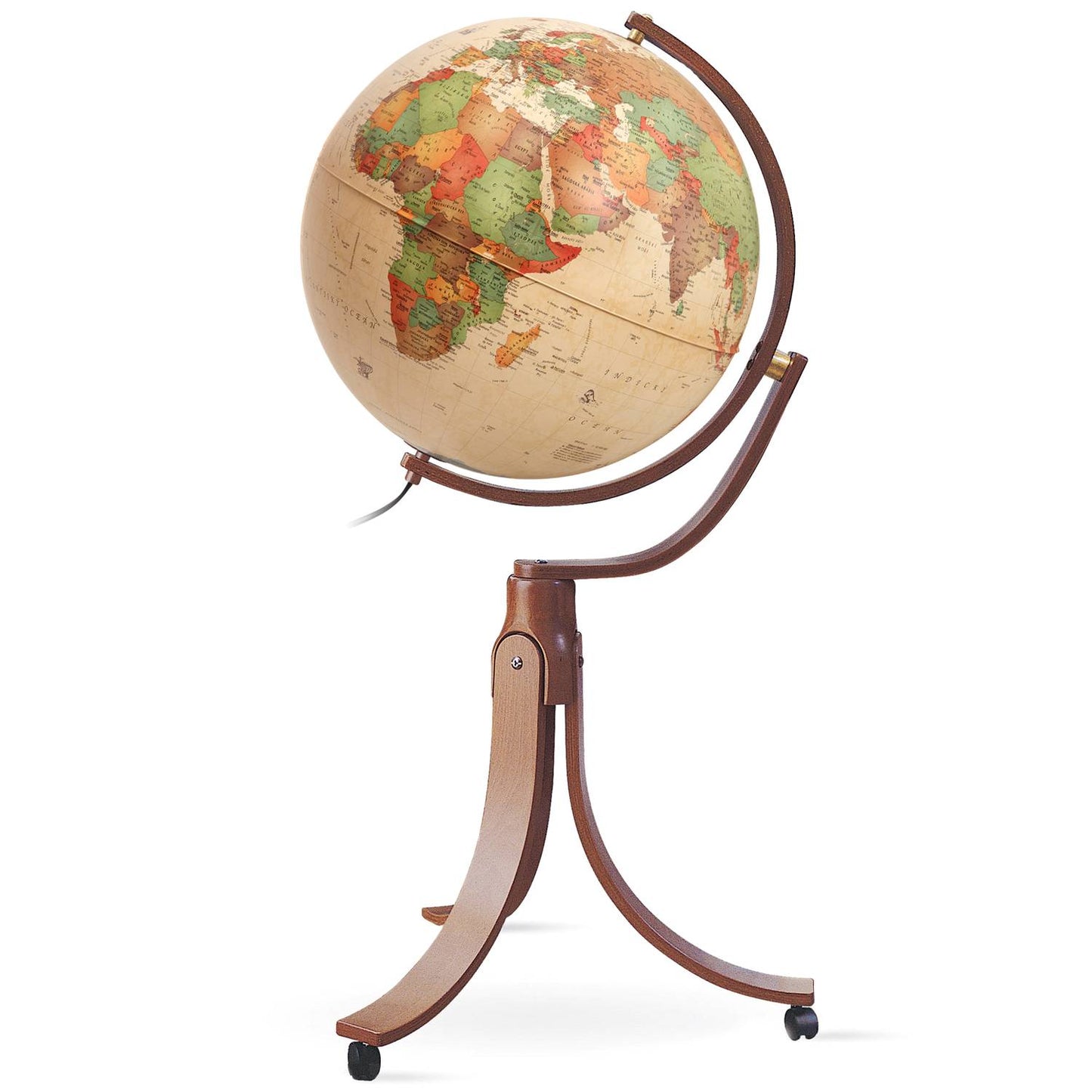 Räthgloben globe terrestre à double image 50cm D 106cm H, cadre en bois, différentes variantes